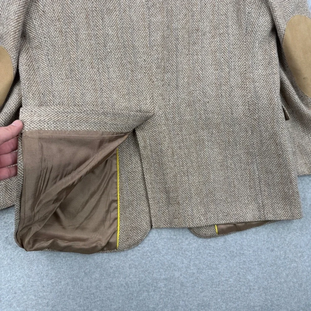Panhandle‎ Slim Blazer Mens 44R Tan Herringbone Western Suede Elbow Patches USA